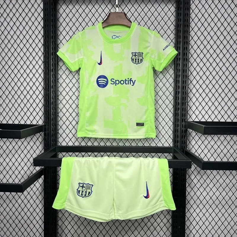 Barcelona Soccer Jersey Third Away Kids Kit Jersey+Shorts 2024/25 Spotify Logo Without Text