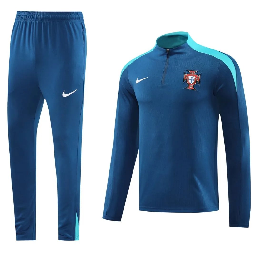 Portugal Zipper Sweatshirt Kit (Top+Pants) Blue 2024/25