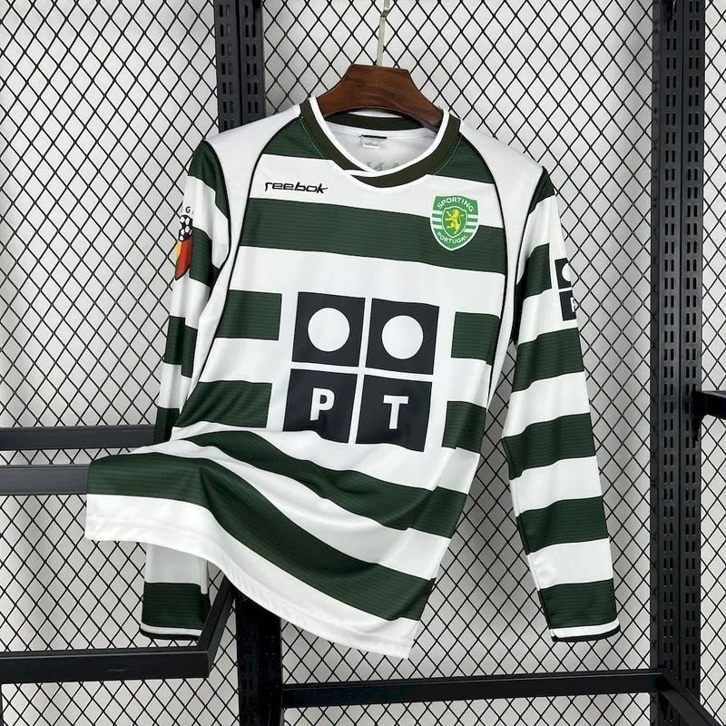 0ba4808a03b39055bfd0581103596b6c44782b54 Sporting CP Retro Soccer Jersey Home Long Sleeve Custom Shirt 2001/03