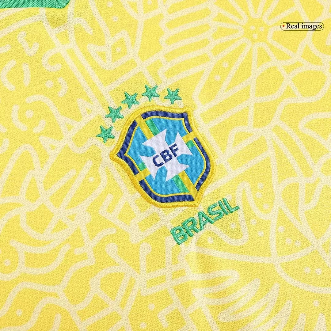 Brazil Home Soccer Uniform Kids Kit Jersey+Shorts Copa America 2024