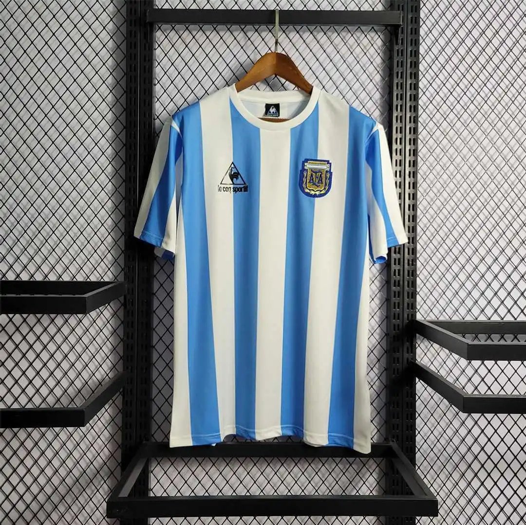 230ef9e7201ad59ac6d27794e909fbf55a0049ac Argentina Retro Jersey Custom Home Football Jersey 1986