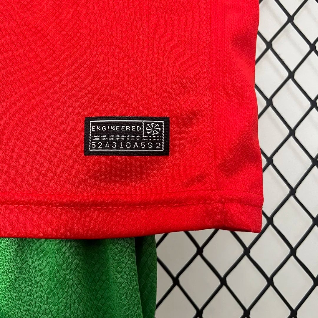 Portugal Home Football Uniform Kids Kit Jersey+Shorts EURO 2024