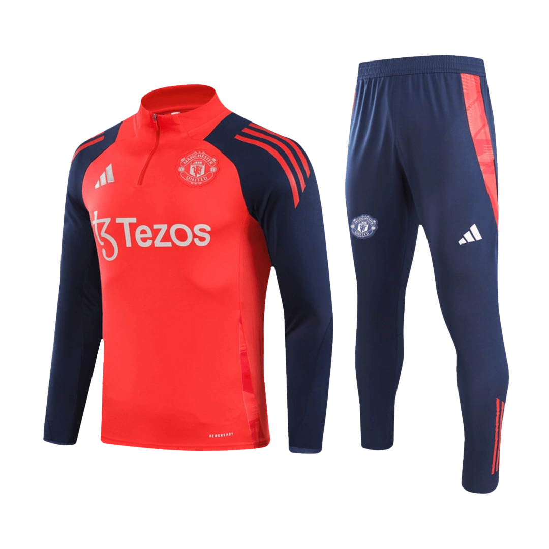 37cbdc56beef8efd5dcd8da0589dc93be5e73a58 Kids Manchester United 1/2 Zipper Sweat Kit (Top+Pants) Red 2024/25