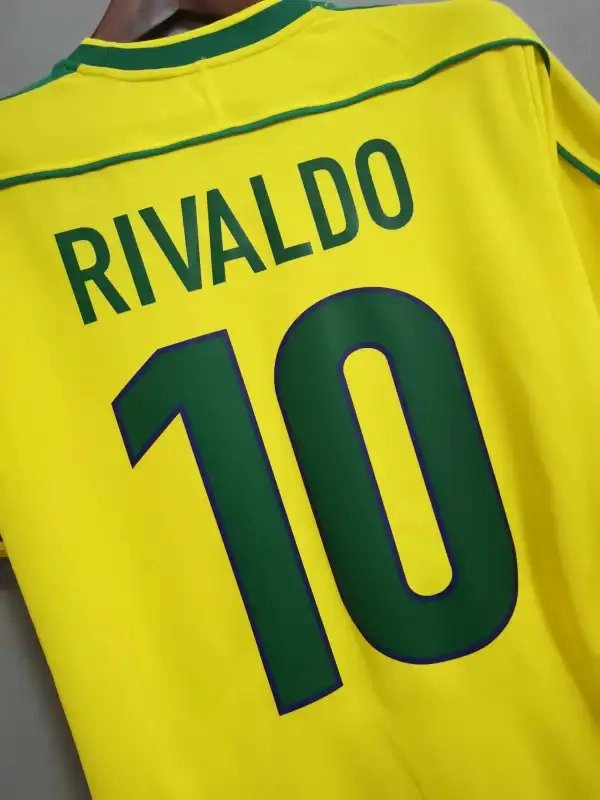 Brazil Retro Jersey Custom Home Soccer Jersey 1998