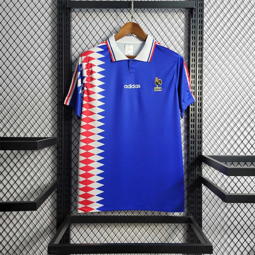 France Retro Soccer Jersey Home Custom Shirt World Cup 1994