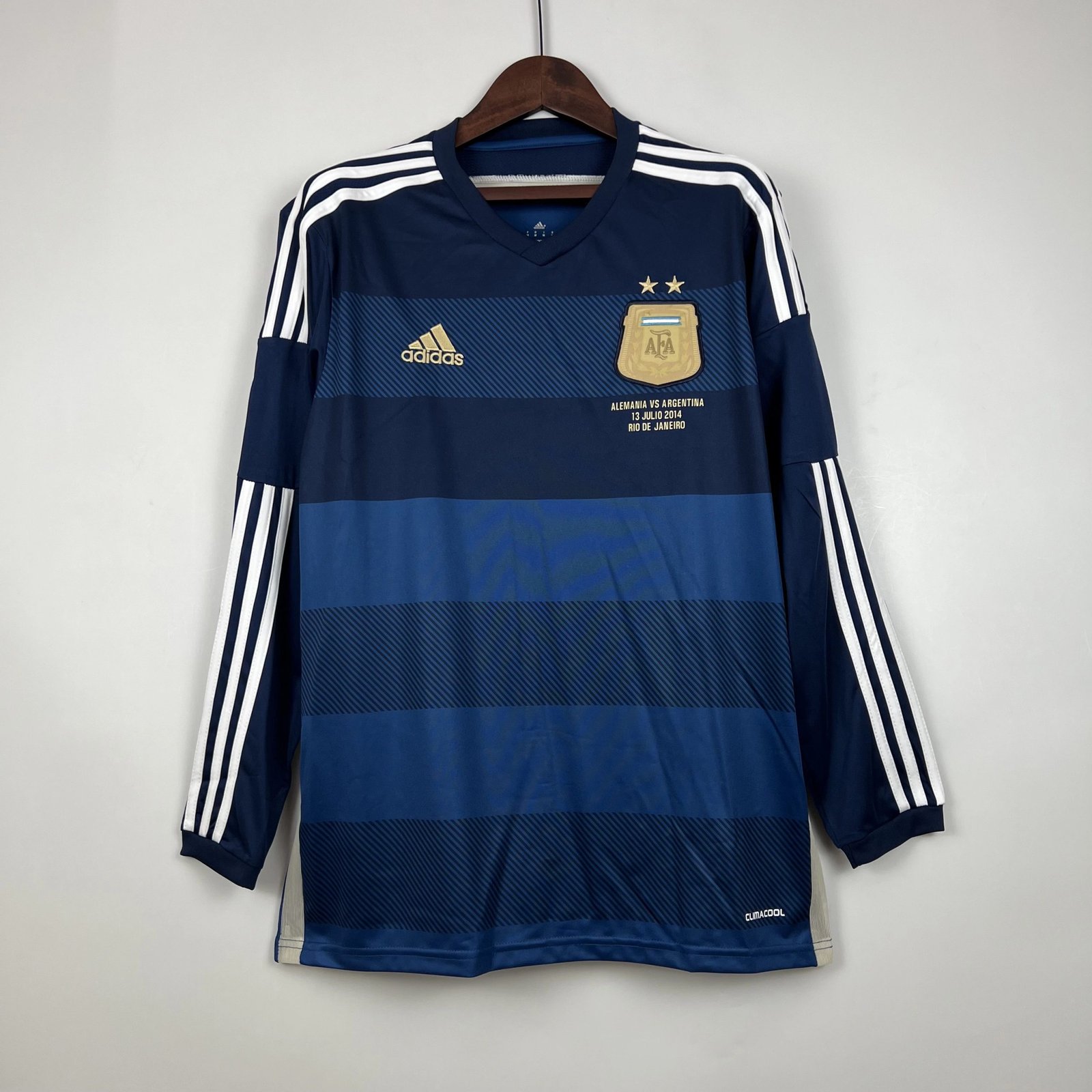 Argentina Retro Jersey Custom Away Long Sleeve Football Jersey 2014