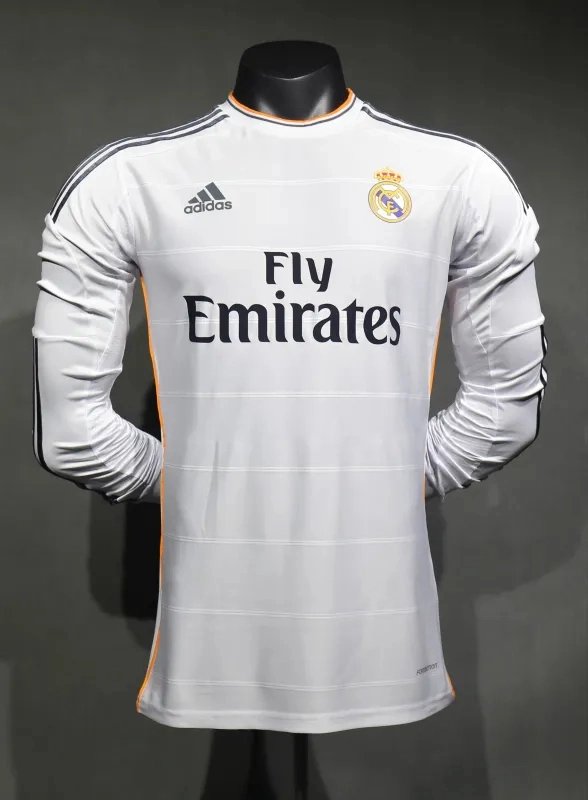 46cf94bd52f76778f32e709439b3d580dfedac38 Real Madrid Authentic Retro Jersey Home Long Sleeve Soccer Shirt 2013/14