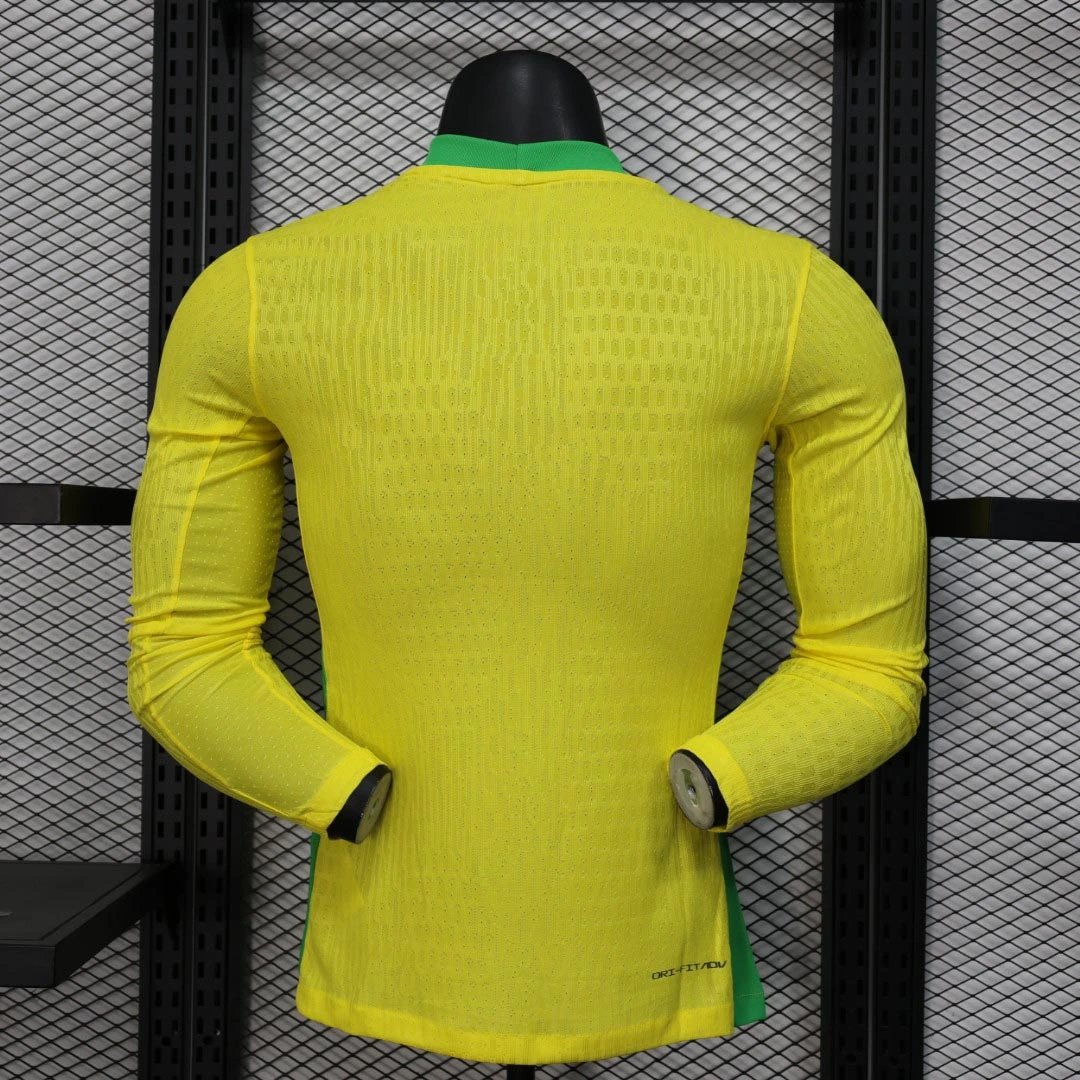 Brazil Authentic Soccer Jersey Home Long Sleeve Shirt 2025