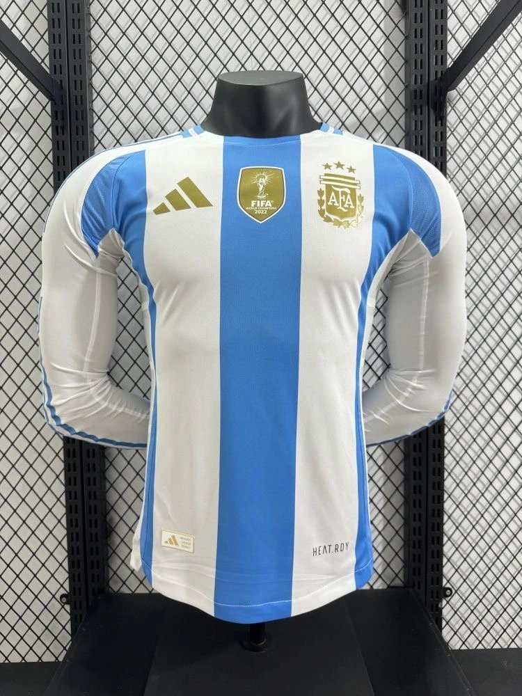 Argentina Authentic Soccer Jersey Home Long Sleeve Shirt 2024