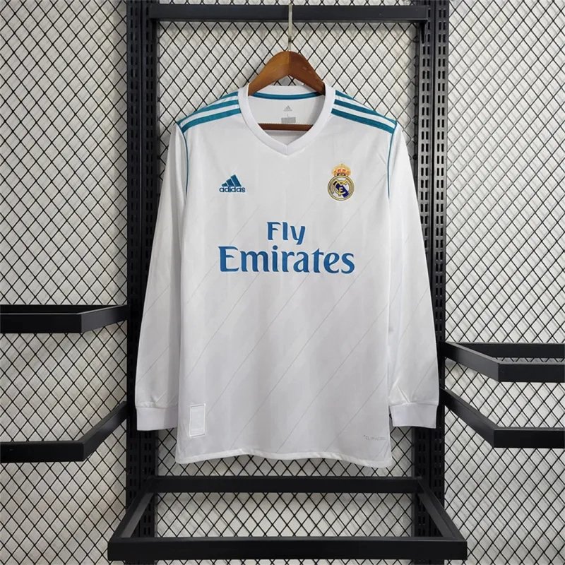 Real Madrid Retro Jersey Home Long Sleeve Custom Soccer Shirt 2017/18