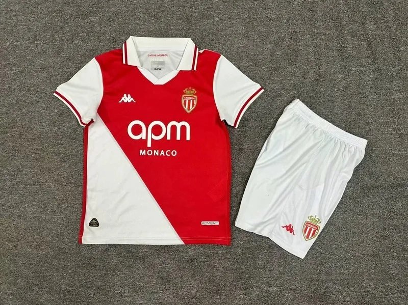 AS Monaco Soccer Jersey Home Kids kit Jerseys+Shorts 2024/25