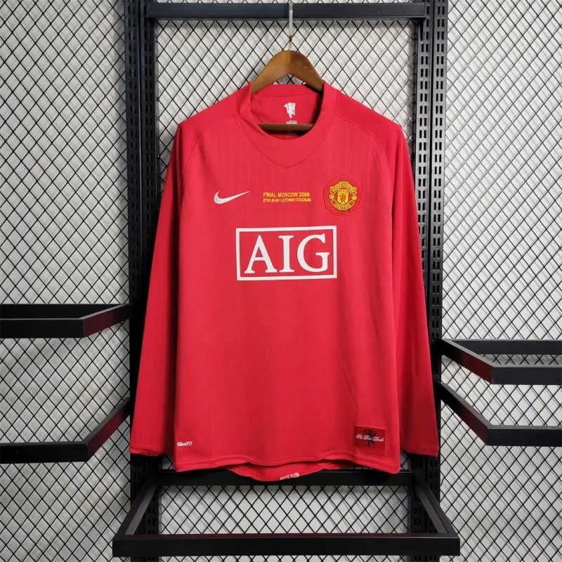 Manchester United Retro Home UCL Final Long Sleeve Football Jersey Shirt 2007/08