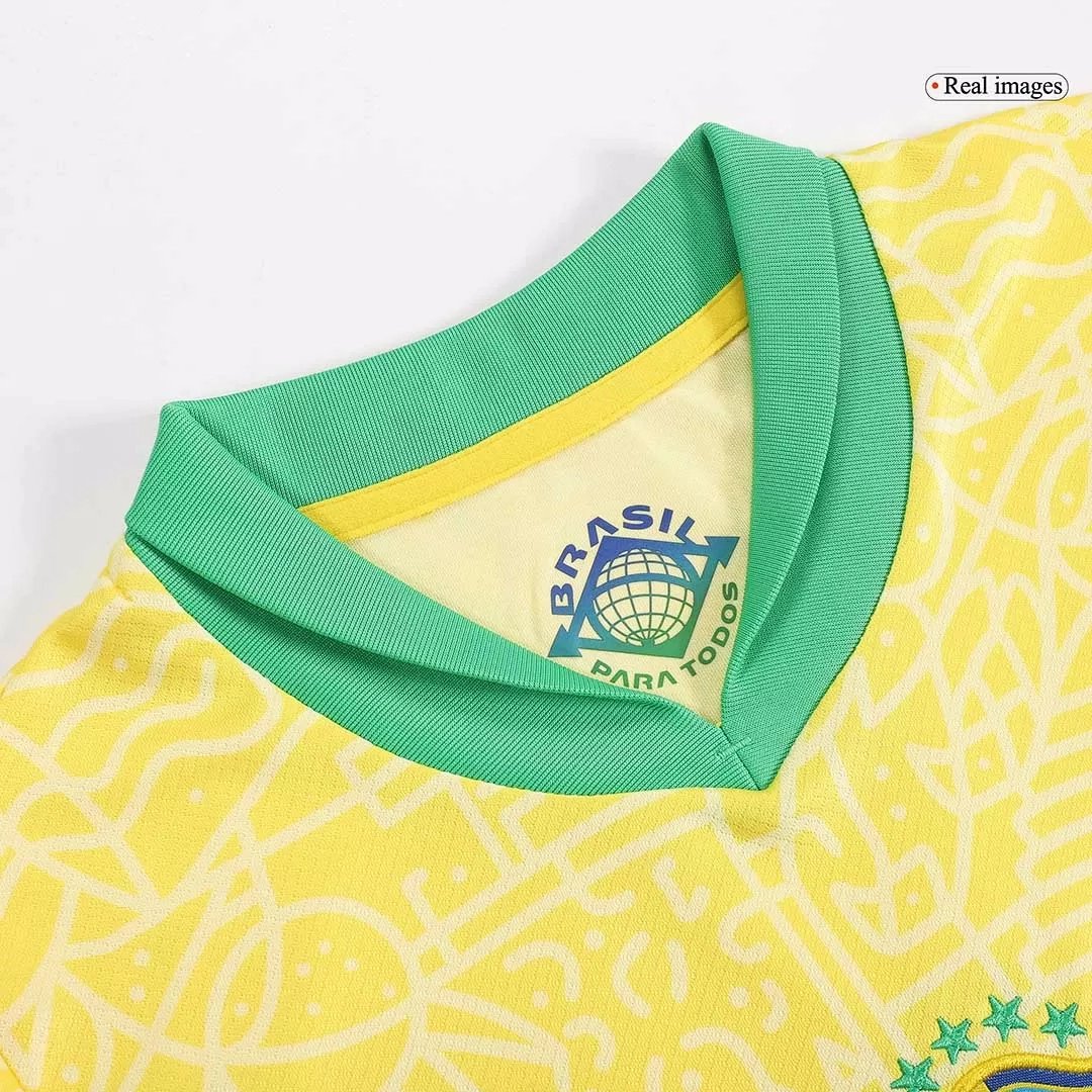 Brazil Home Soccer Uniform Kids Kit Jersey+Shorts Copa America 2024