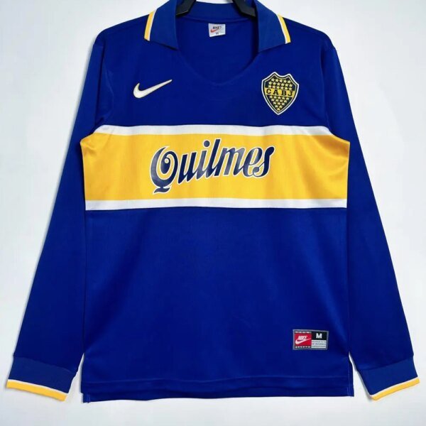 Boca Juniors Retro Soccer Jersey Home Long Sleeve Custom Shirt 1996/97