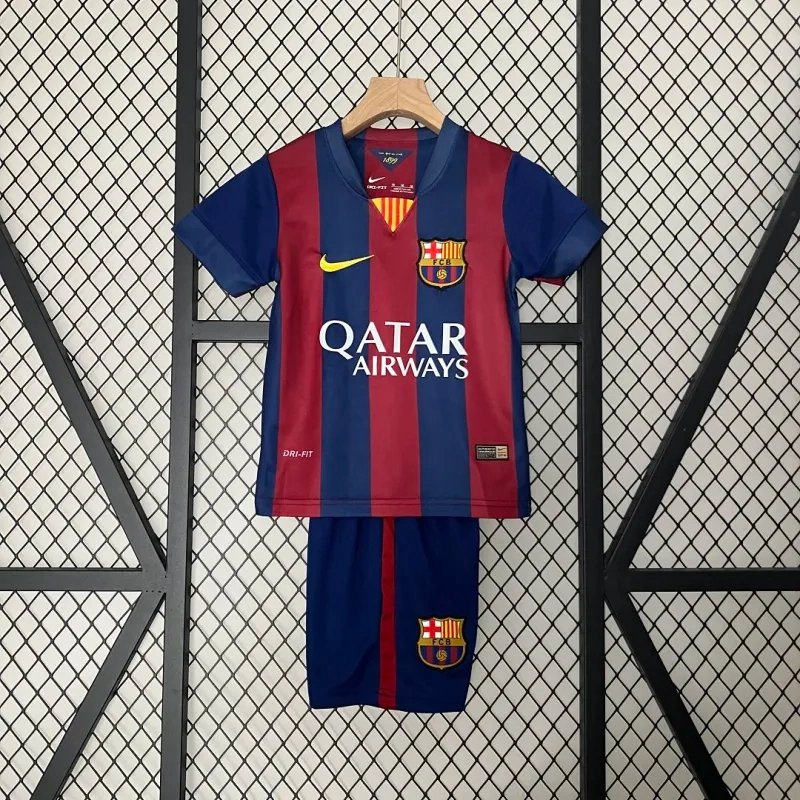 Barcelona Retro Jersey Home Kids Kit Jersey+Shorts 2014-15