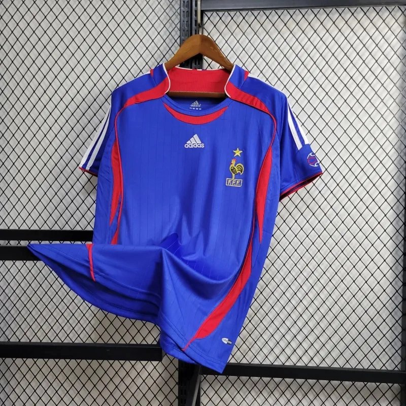 France Retro Soccer Jersey Home Custom Shirt World Cup 2006