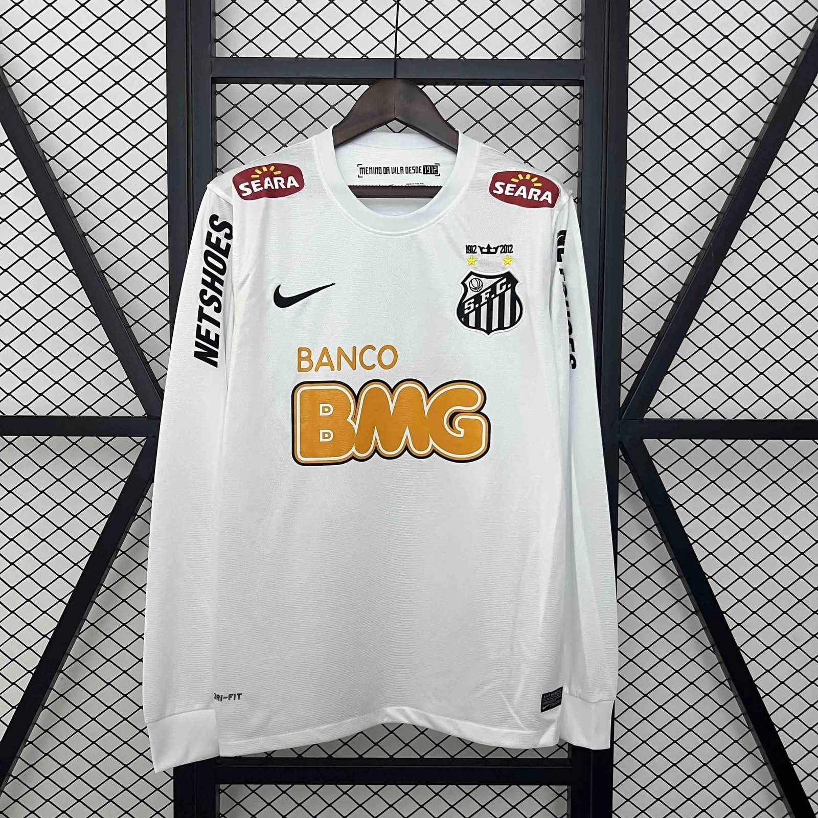Santos FC Retro Soccer Jersey Home Long Sleeve Custom Shirt 2012