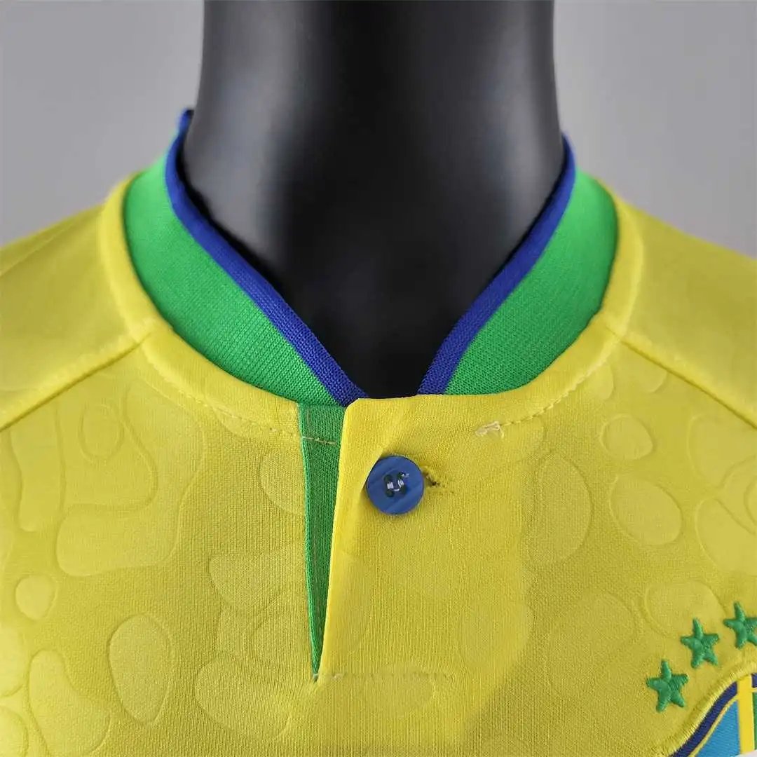 62467f664c5b856054cc70cdc69fb00766c7618f Brazil Retro Jersey Home Uniform Kids Kit Jersey+Shorts 2022