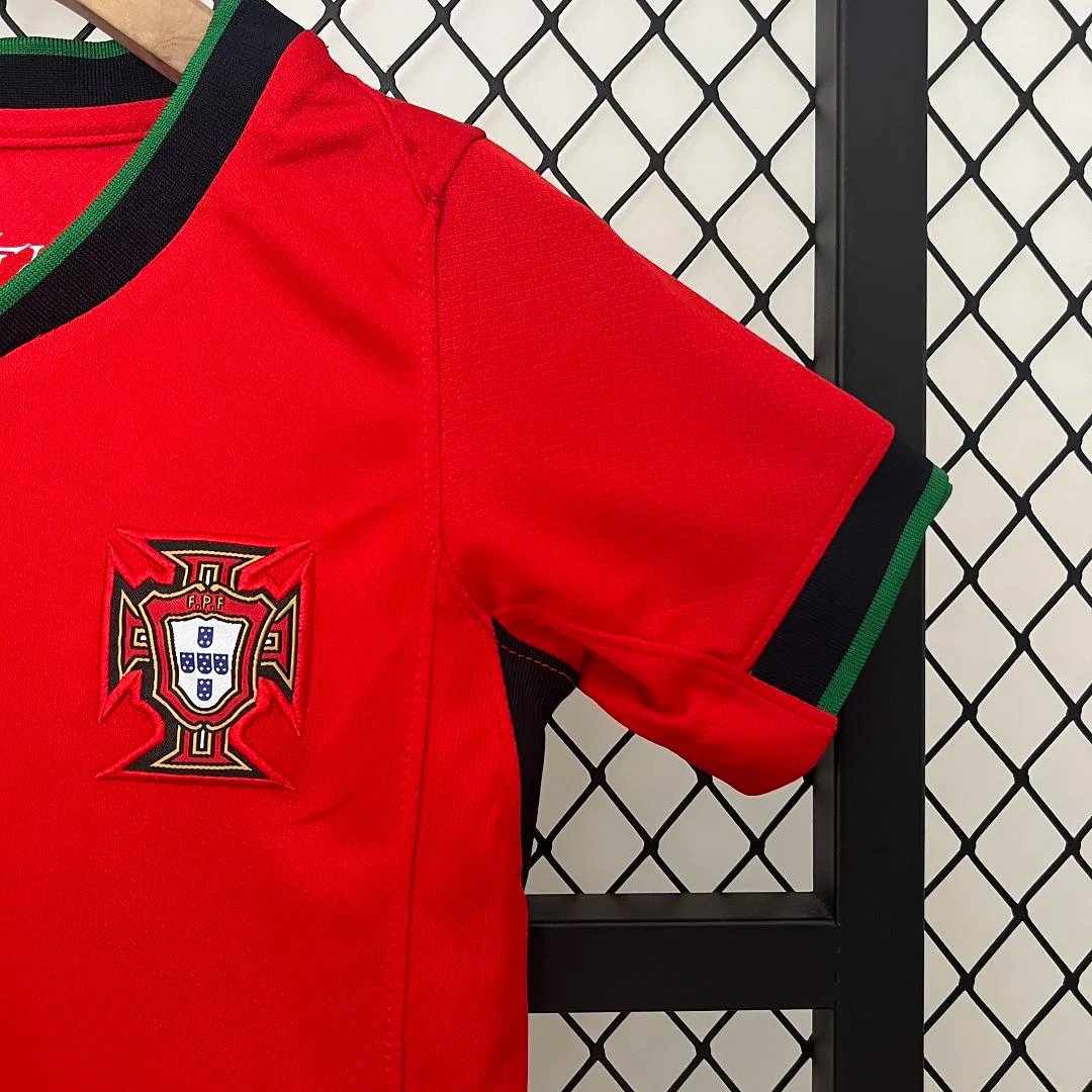 Portugal Home Football Uniform Kids Kit Jersey+Shorts EURO 2024