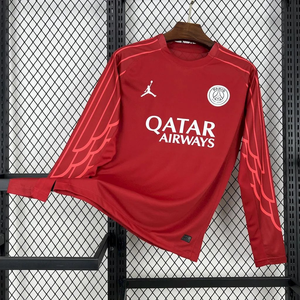 PSG Soccer Jersey Red Custom Long Sleeve Shirt 2025/26