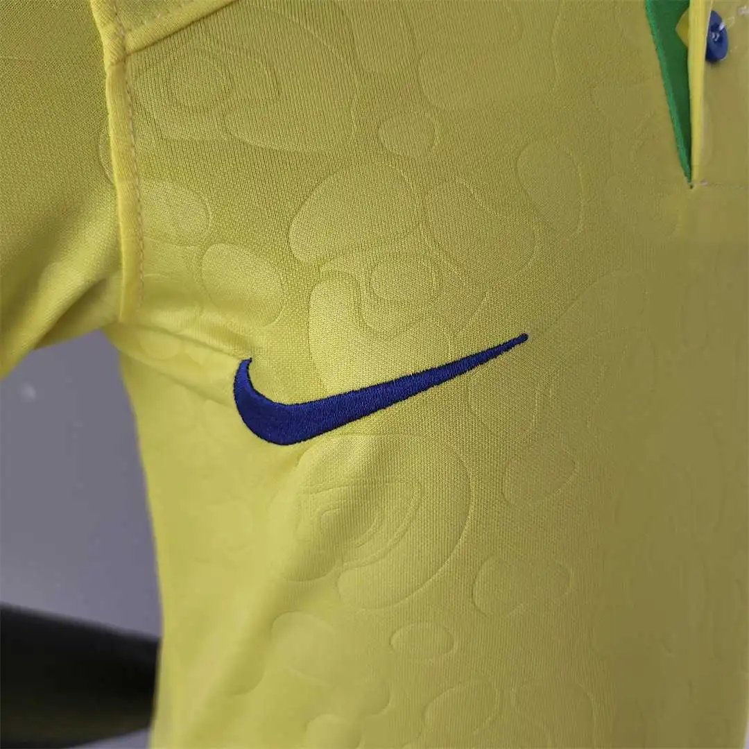 69d86a02cbb74fe91b3625d664c3213b76e7bde1 Brazil Retro Jersey Home Uniform Kids Kit Jersey+Shorts 2022