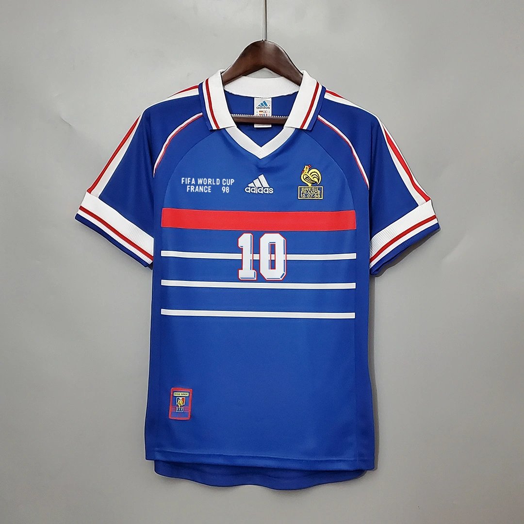 Zidane#10 France Retro Soccer Jersey Home Shirt World Cup 1998