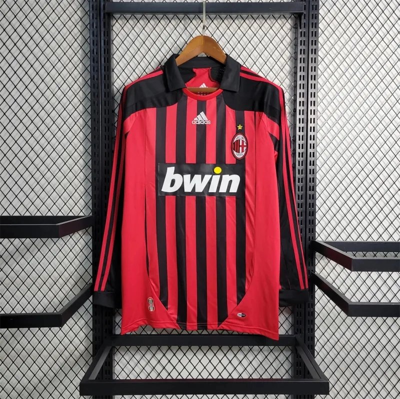 AC Milan Retro Soccer Jersey Home Long Sleeve Custom Shirt 2007/08