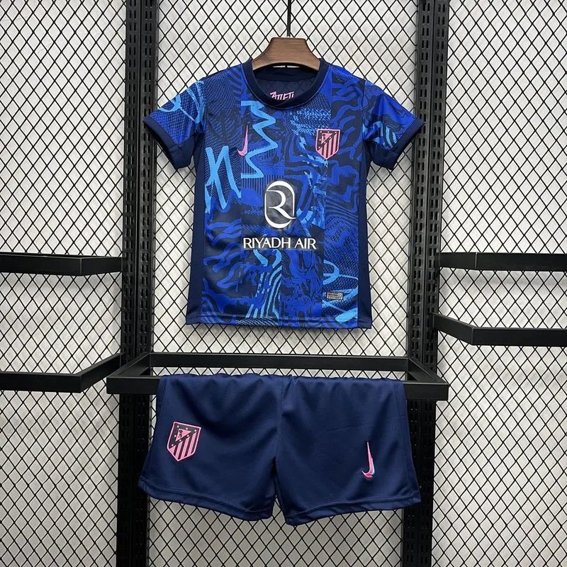 Atletico Madrid Soccer Jersey Third Away Kids Kit Jersey+Shorts 2024/25