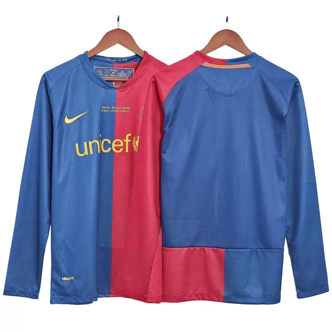 Barcelona Retro Jersey Home Soccer Shirt Long Sleeve 2008/09 - UCL